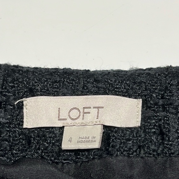 LOFT Women's Size 4 Black Textured Lined Faux Wrap Tweed Skirt - Picture 3 of 7